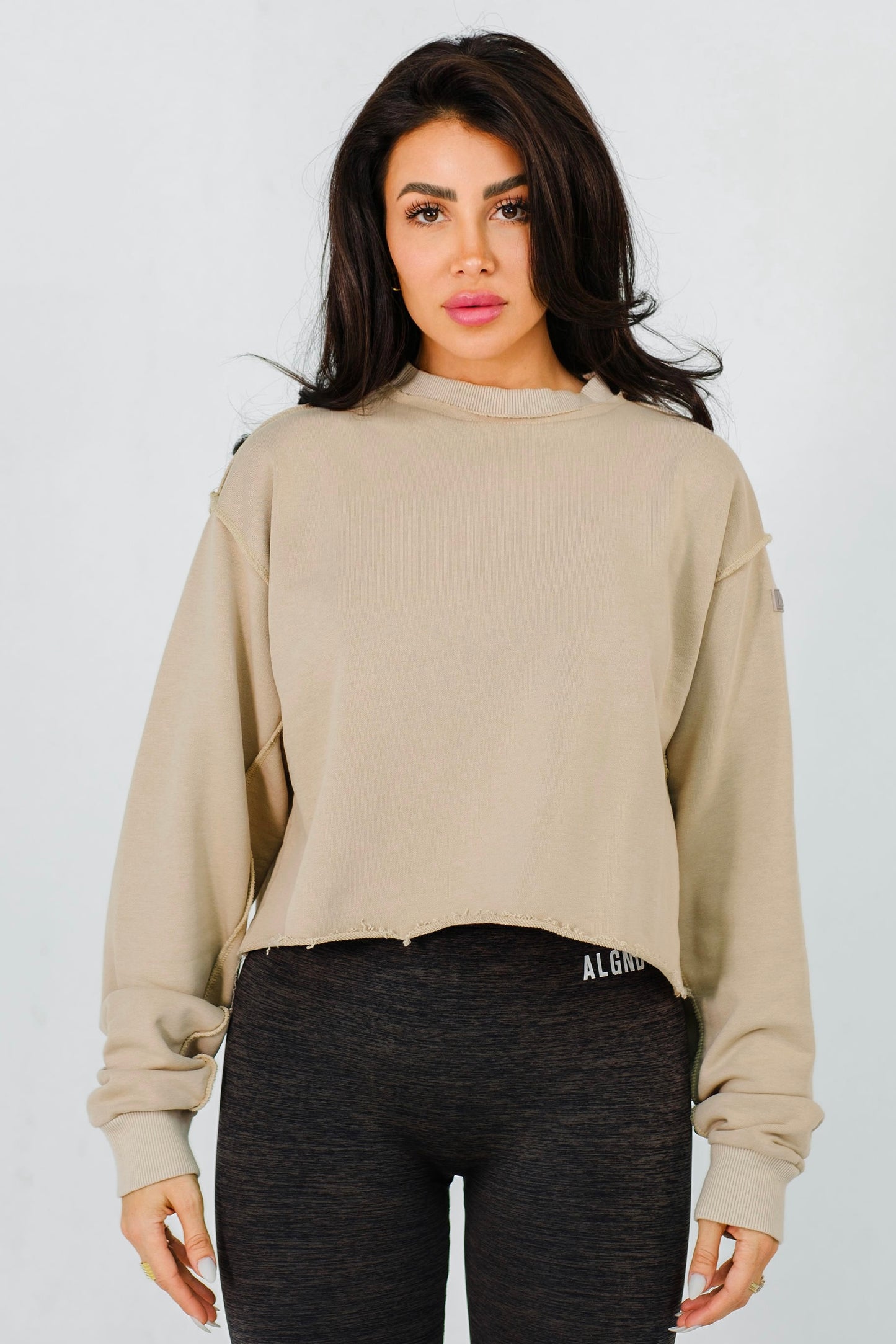 Tan cotton crop sweatshirt