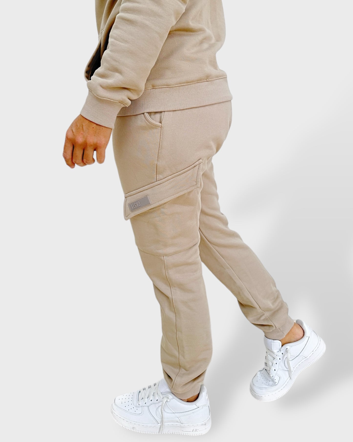 Tan cotton drawstring sweatpants