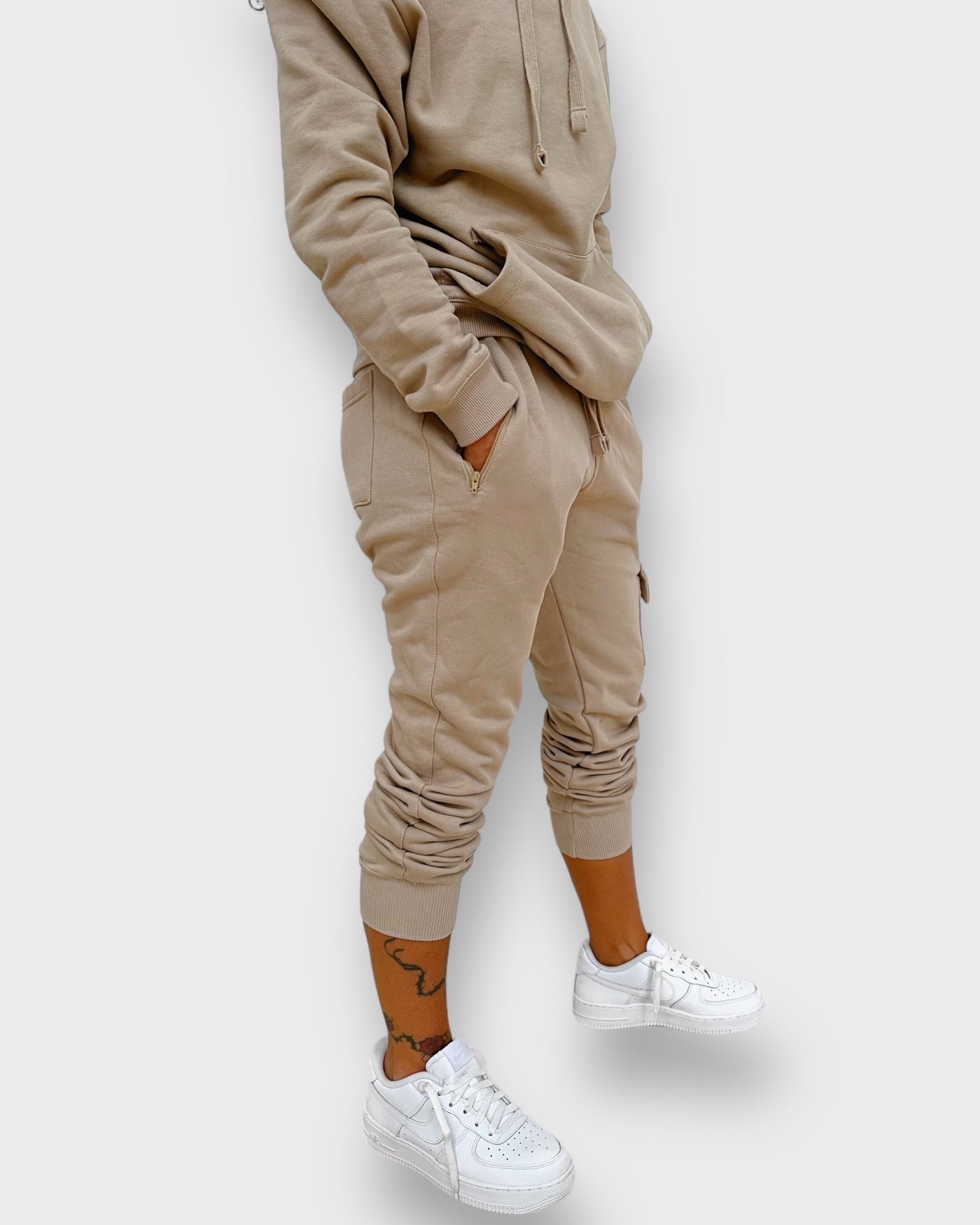 Tan cotton drawstring sweatpants 2