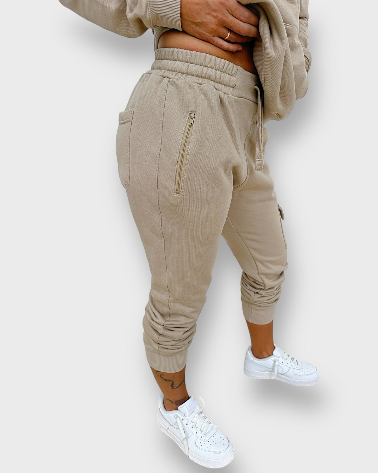 Tan cotton drawstring sweatpants 3