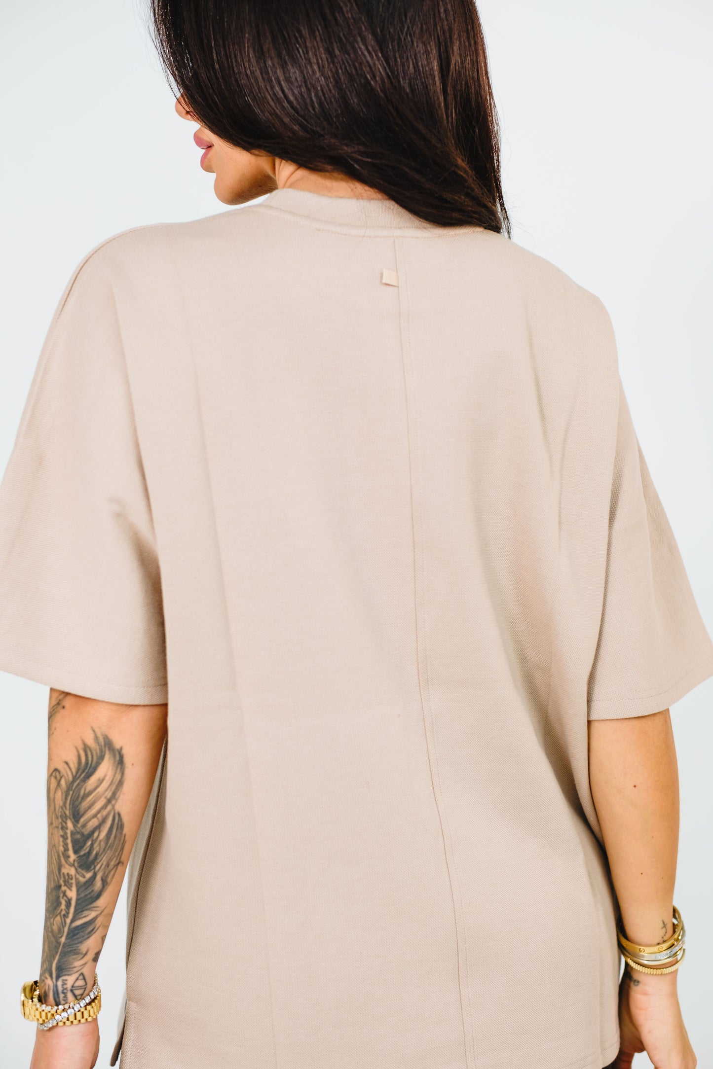 tan textured t shirt